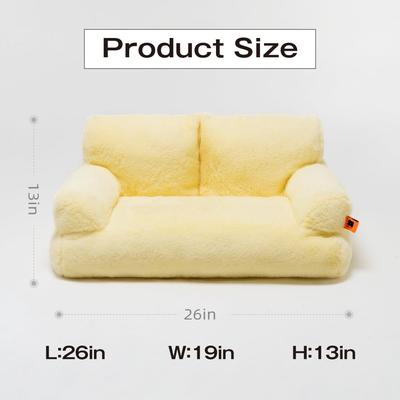 Pet Couch Bed, Washable Cat Beds for Medium Small Dogs & Cats up to 25 lbs, Durable Dog Beds with Non-Slip Bottom, Fluffy Cat Couch, 26×19×13 Inch