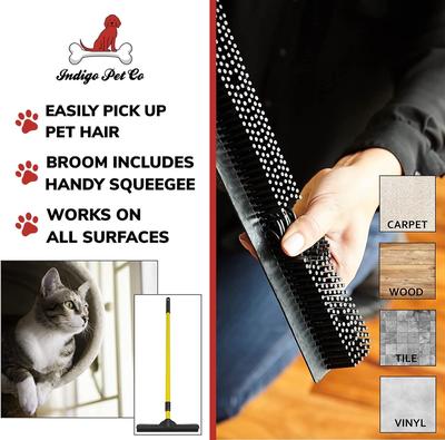 2-in-1 Rubber Pet Hair Broom & Floor Squeegee
