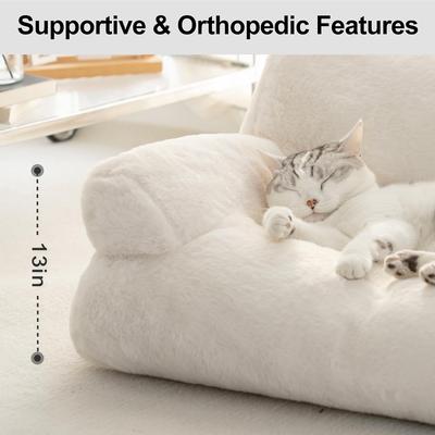 Pet Couch Bed, Washable Cat Beds for Medium Small Dogs & Cats up to 25 lbs, Durable Dog Beds with Non-Slip Bottom, Fluffy Cat Couch, 26×19×13 Inch