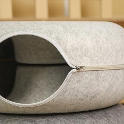 Cat Tunnel Bed for Indoor Cats, Large Cat Cave Bed, Scratch Resistant & Washable Cat Donut Bed, Cat Home, 20 inch Light Grey, Easy to Assemble, Cats Love it