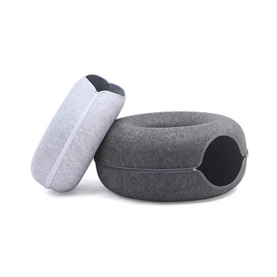 Cat Tunnel Bed for Indoor Cats, Large Cat Cave Bed, Scratch Resistant & Washable Cat Donut Bed, Cat Home, 20 inch Light Grey, Easy to Assemble, Cats Love it